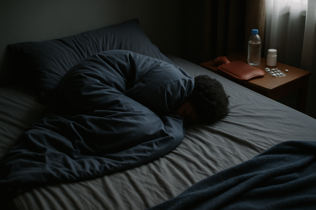 image d‘une femme morte de fatigue a cause d‘une crise d‘endométriose