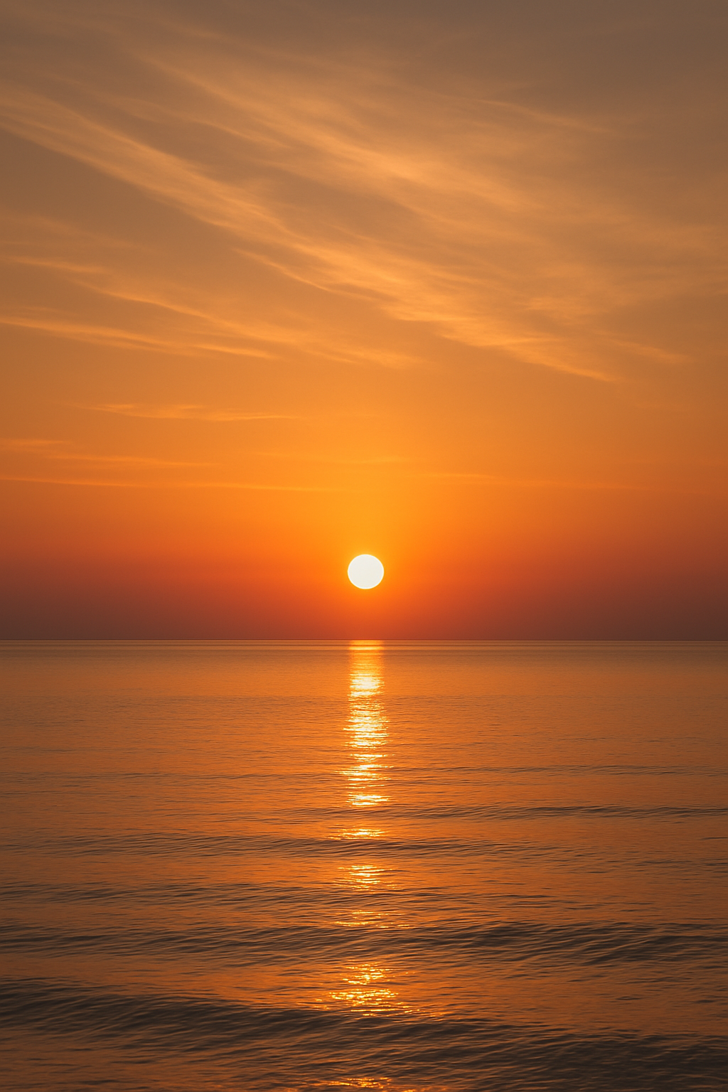 Image d’un lever de soleil apaisant au-dessus de l’océan, lumière dorée sur l’eau calme, illustration inspirante pour développement personnel et routine matinale